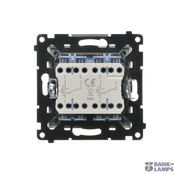 Double intermediate switch illuminated without pictogram, (module), Simon 24, IP20, 10AX, champagne matt image 1