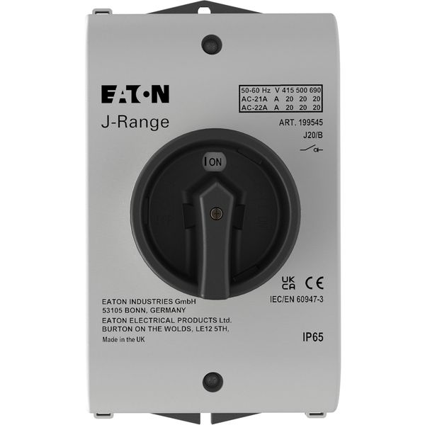 J20/B Main switch, 20 A, surface mounting, 3 pole, STOP function, With black rotary handle and locking ring, Lockable in the 0 (Off) position image 12