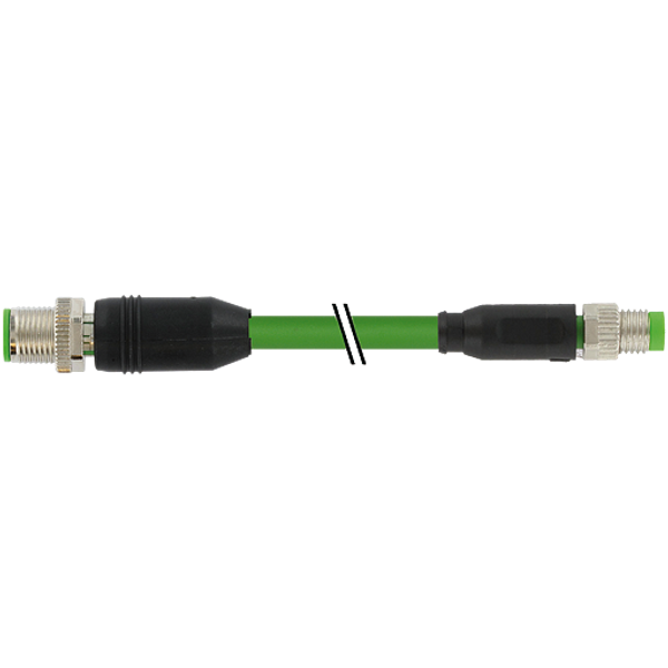M12 male 90° D-cod. / M8 male 0° A-cod. shielded PUR 1x4xAWG26 shielde image 1