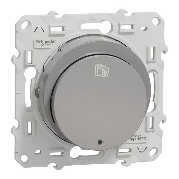 Card switch, Odace, mechanism with fixing frame, 1-pole 1-way, 10AX, LED, IP21D, aluminium image 1