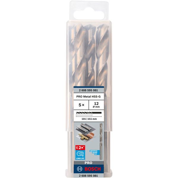Metal drill bits HSS-G, DIN 338 12 x 101 x 151 mm 5 pcs. image 1
