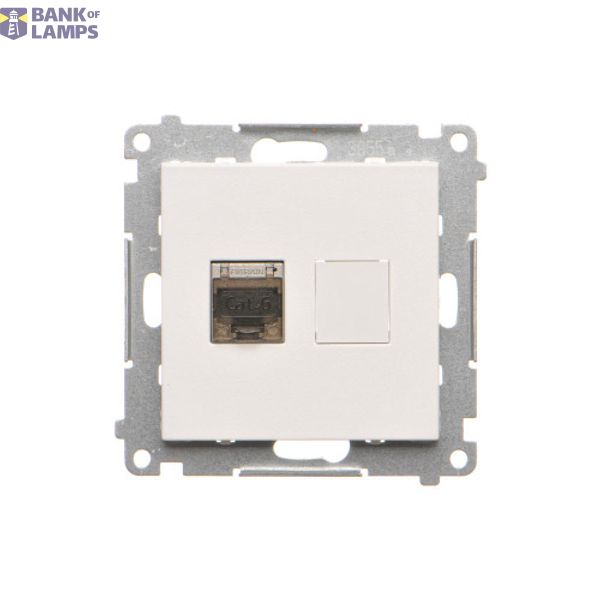 Single shielded computer socket RJ45 category 6 with anti-dust cover, white matt image 1