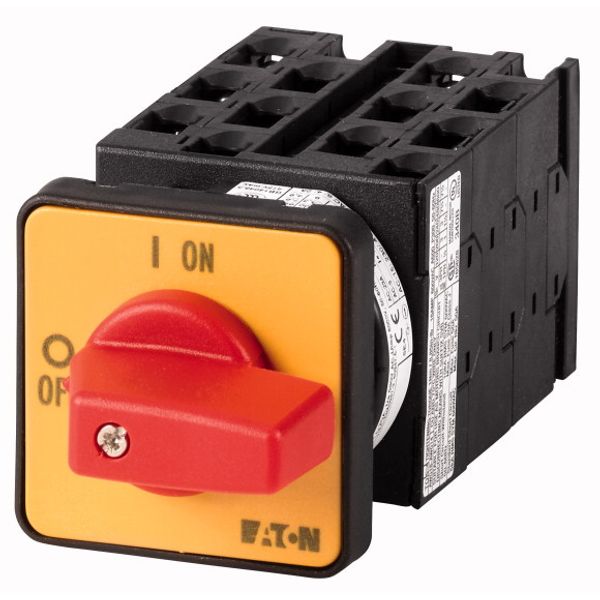 T0-6-15168/E-RT On-Off switch, T0, 20 A, flush mounting, 6 contact unit(s), 9-pole, 2 N/O, 1 N/C, Emergency switching off function, with red thumb grip and yellow fro image 1