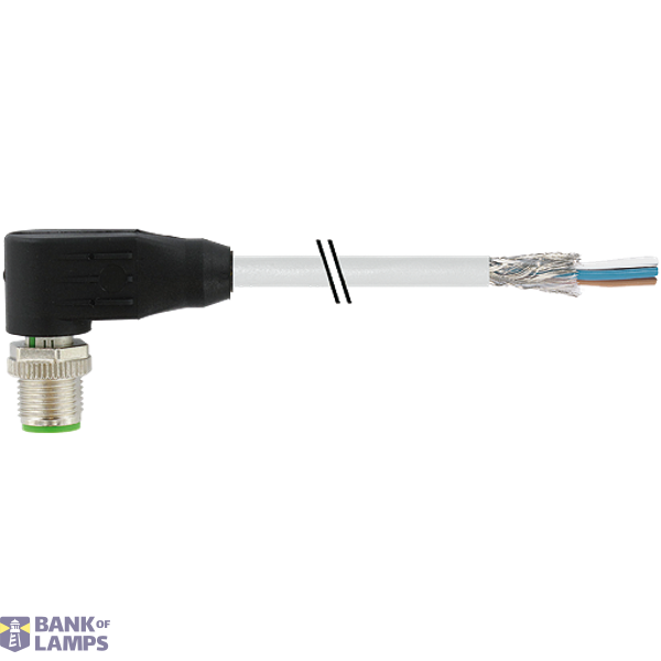 M12 male 90° A-cod. with cable shielded PVC 5x0.34 shielded gy UL/CSA  image 2