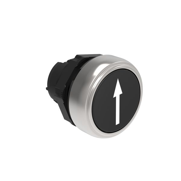 Pushbutton actuator, spring return, with symbol Ø22mm Platinum series chromed plastic, flush, ↑/Black image 1