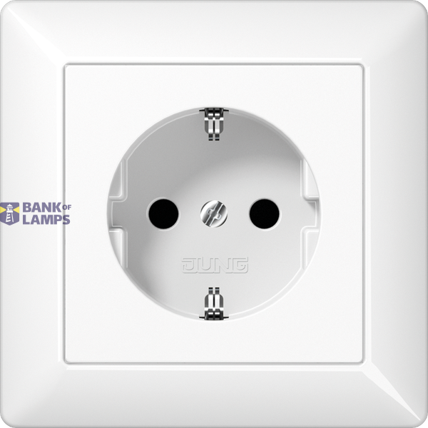SCHUKO socket, 16 A 250 V ~, integrated increased contact protection, SAFETY+, with frame, Duroplast, AS series, alpine white image 1