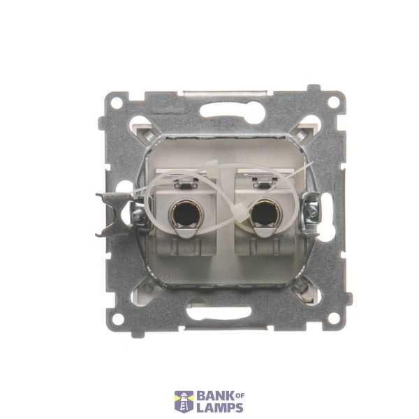 Double socket outlet with Schuko earthing and shutters, flush mounted - Scandinavian version, (Complete product), 16A, 250V, quick connection, white image 1