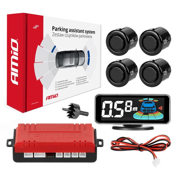 Parking assistant system LED-GRAF 3D 4 sensor black "GOLD" 18mm image 1