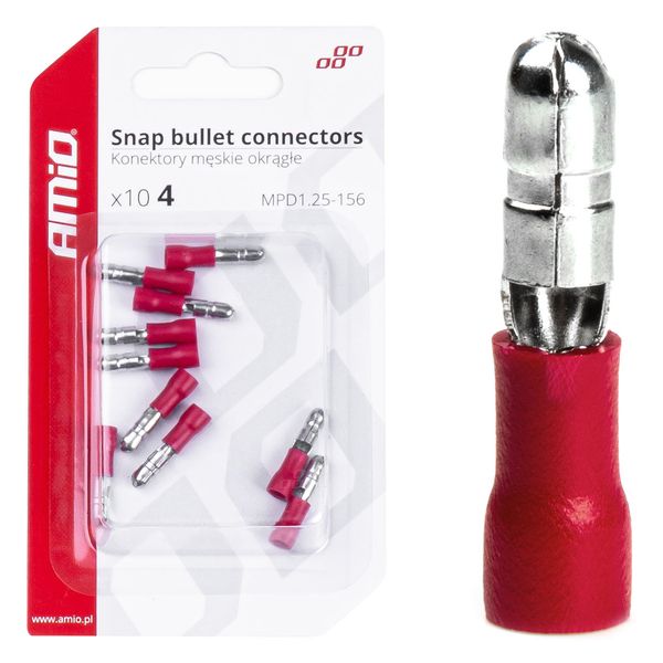 Snap bullet connectors 4mm 0.5-1.5mm2 10A 10 pcs image 1