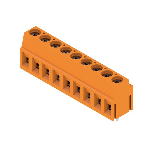 Printed circuit board terminals, 5.00 mm, Number of poles: 9, 90°, Solder pin length (l): 3.5 mm, tinned, orange, Clamping yoke connection, Clamping range, max. : 2.5 mm², Box image 2