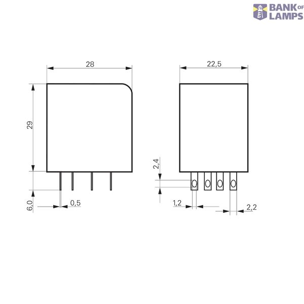 Plug-in Relay 14 pin 4 C/O 220VDC 6A, gold plated, series PT image 3