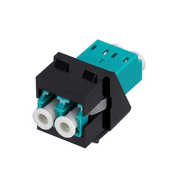 LC-D Keystone module, MM, OM3 (aqua), black (similar to RAL 9005) image 1