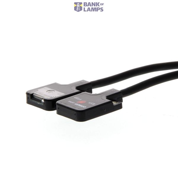 Photoelectric sensor, through-beam, miniature, flat-shape, IR LED, 300mm, PNP, D-on, 2m cable, M2 mounting E3T 1472M image 1