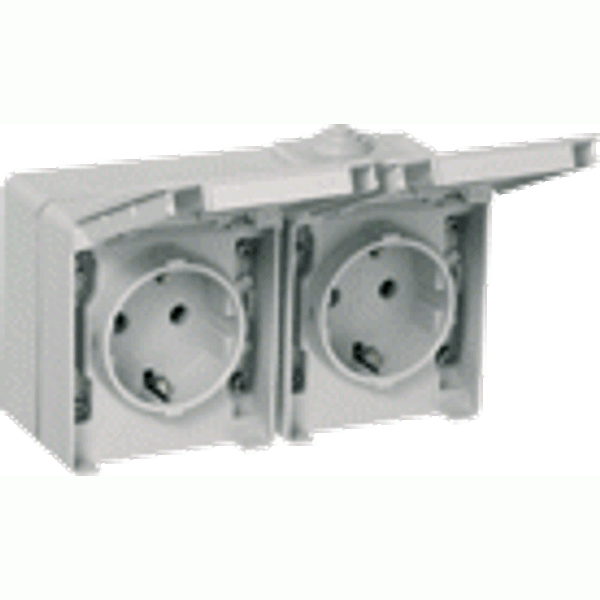 TWO EARTH SOCKETS (SKO) DOUB HORIZ BASE WHITE image 1