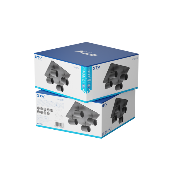 Ceiling luminaire VENETO, IP20, max. 4*20 W, GU10, round/square, black image 3