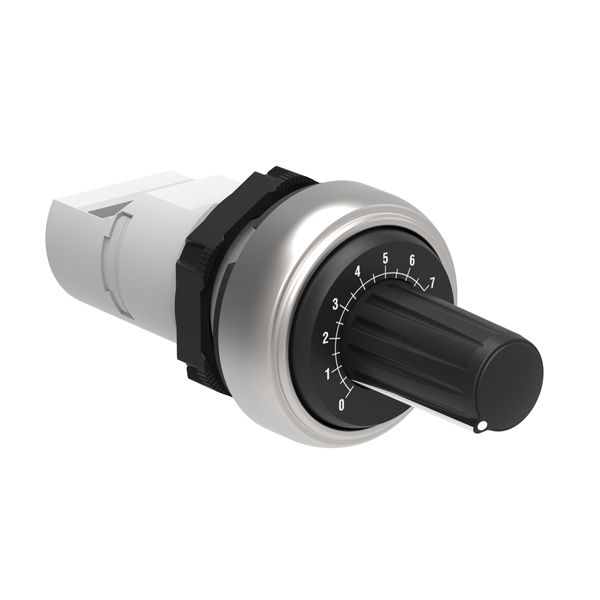 Monoblock potentiometer Ø22mm Platinum series chromed plastic, with graduated scale 2.5kOhm image 1