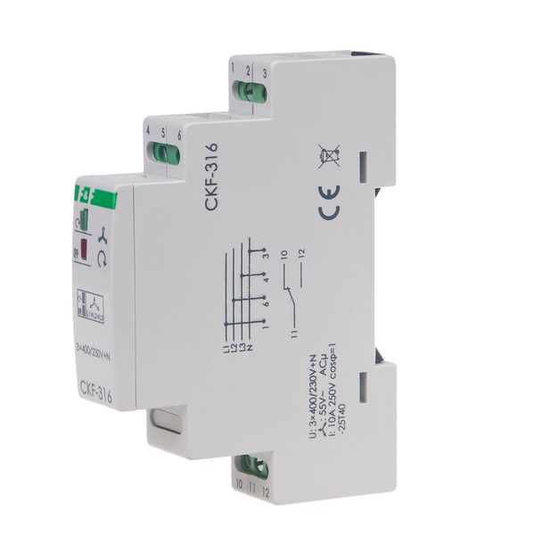 phase sequence and phase loss sensor, DIN rail mounting image 1