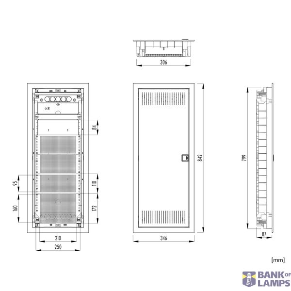 Flush-mounted media enclosure 5-rows - partition wall image 5