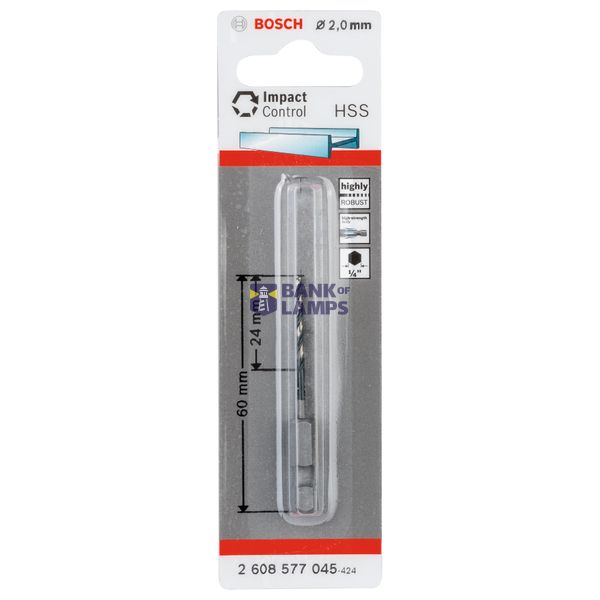 HSS Hex-Shank Twist Drill Bit 2.0mm 2 x 24 x 60 mm 1 pcs. image 2