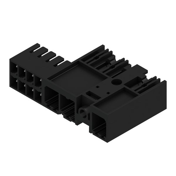 PCB plug-in connector, male header, closed side, Middle screw flange, THT solder connection, 7.62 mm, Number of poles: 3, 270°, Solder pin length (l): 3.5 mm, tinned, black, Box image 4