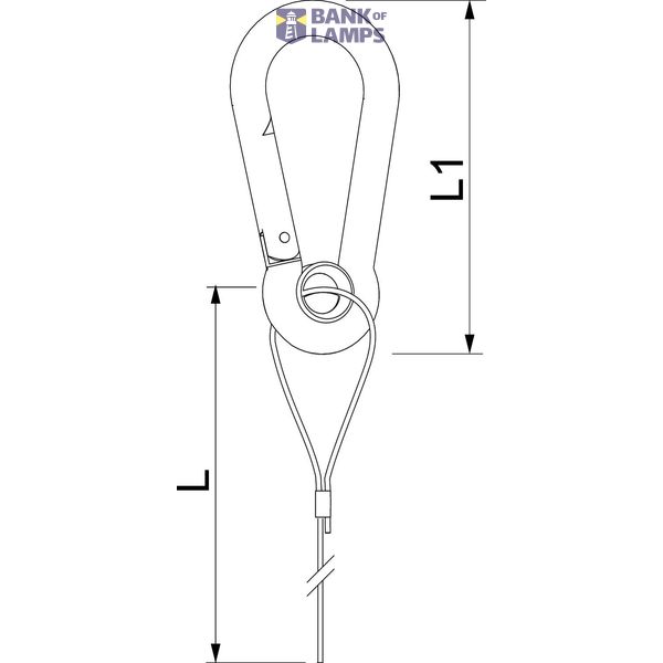 QWT SK 1 1M G Suspension wire with eyelet carabiner 1x1000mm image 2