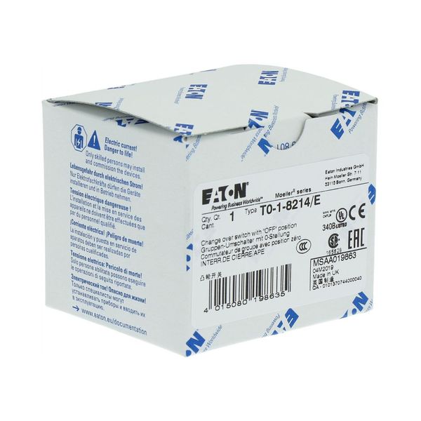 T0-1-8214/E Changeoverswitches, T0, 20 A, flush mounting, 1 contact unit(s), Contacts: 2, 45 °, momentary, With 0 (Off) position, with spring-return from both dir image 19