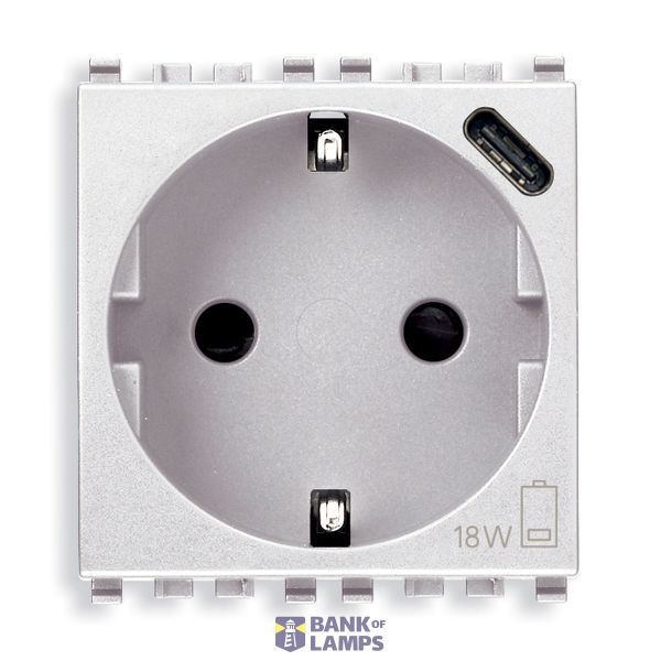 2P+E 16A DE SICURY outlet +USBC 15 white image 1