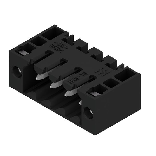 PCB plug-in connector, male header, Flange, THT/THR solder connection, 3.50 mm, Number of poles: 4, 180°, Solder pin length (l): 1.5 mm, tinned, black, Box image 3