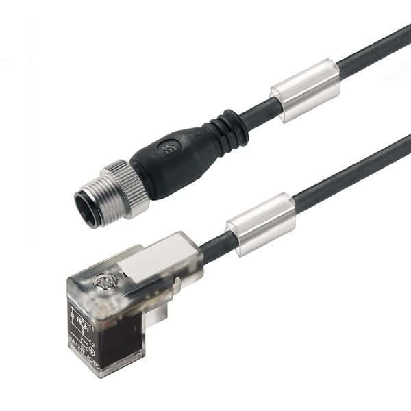Valve cable (assembled), Straight plug - valve plug, DIN design C (8 mm), M12 = A-coded, Cable length: 0.6 m, PUR, black image 2