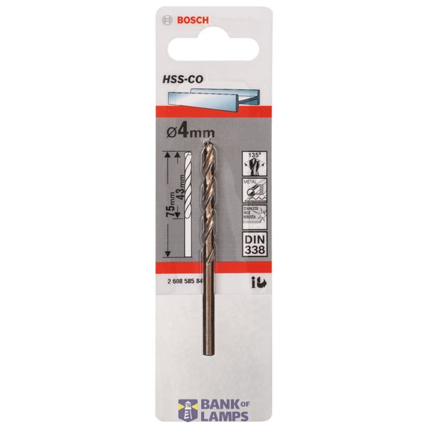 Metal drill bits HSS-Co, DIN 338 4 x 43 x 75 mm 1 pcs. image 2