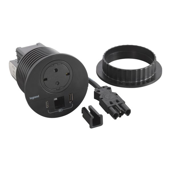 DISQ 80 1 SOCKET SCH + USB A+C + CABLE EXIT BLACK WIELAND CORD 0,5M image 1