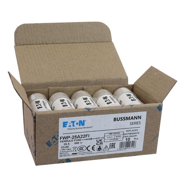 Fuse-link, high speed, 25 A, AC 700 V, 22 x 58 mm, aR, UL, with striker image 26