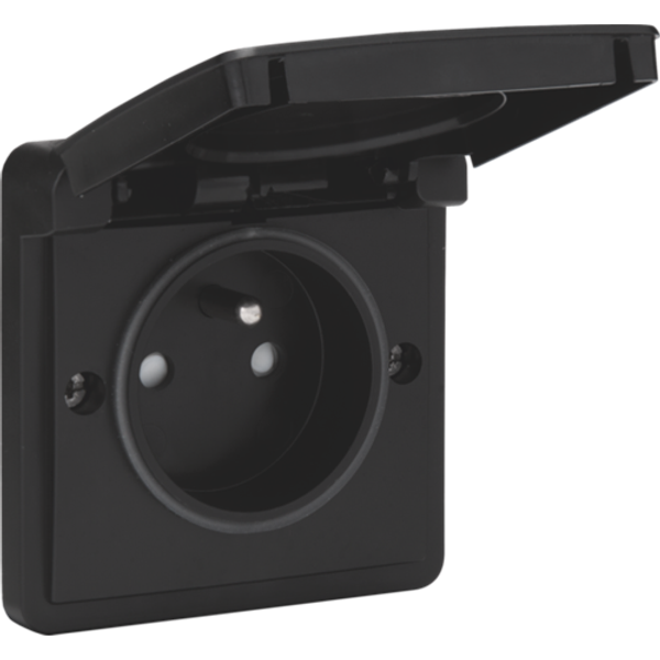 Splashproof socket outlet 16 A/250 Vac with pin earthing, shutters and with plug-in terminals, black image 2