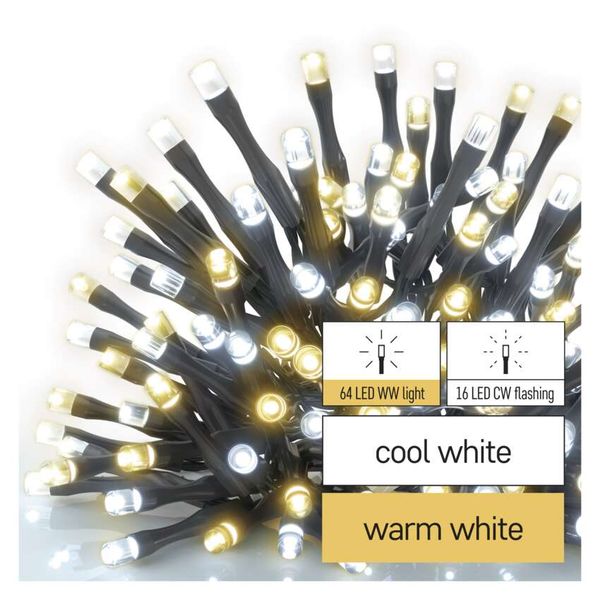 LED Christmas chain, flashing, 8 m, outdoor and indoor, warm/cool white, timer image 1