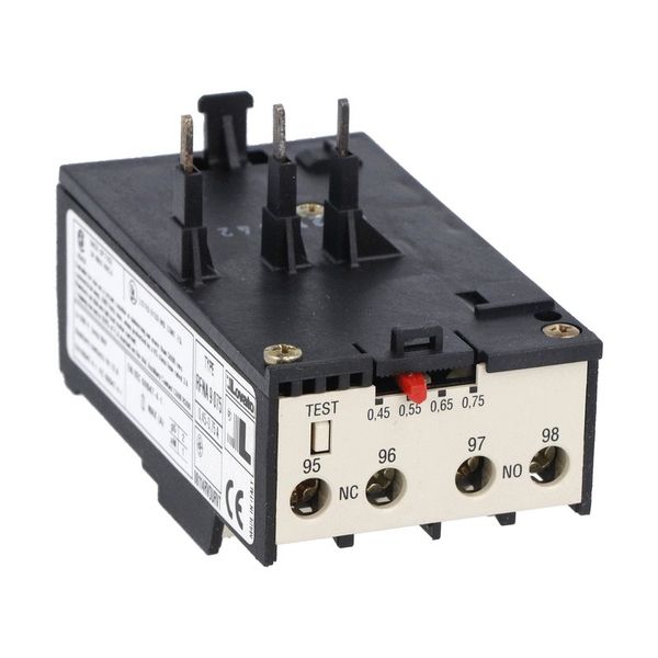 Motor protection relay, non phase failure/non single-phase sensitive. Three-pole (three-phase), automatic resetting. Direct mounting on BG06, BG09, BG12 mini-contactors, 0.6...1A image 1