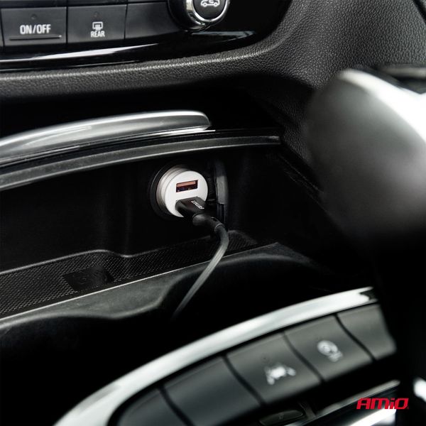 Car charger 2x USB-A 2.1A 12/24V AMiO-03872 image 1