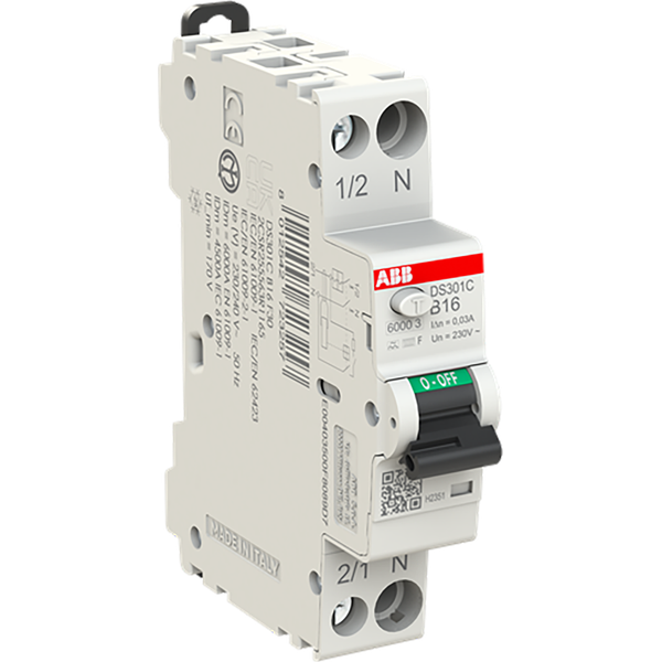 Residual current circuit breaker 1P+N, B Char. 16 A, 30ma, 6ka, Type F image 1