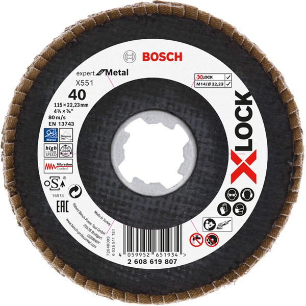 disc X551 Zirconia Grit 40 115mm fiber angled. Bosch Line image 2