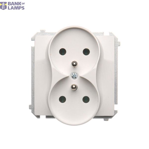 Double socket outlet with earthing, white, 16A image 1