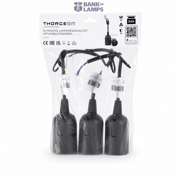 Fast Connection Lamp Holder E27 Black (3-Pack Blister) image 2