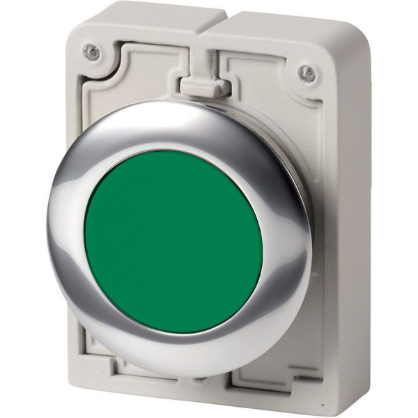 M30C-FDR-G Pushbutton, RMQ-Titan, Flat, maintained, green, Blank, Metal bezel image 3