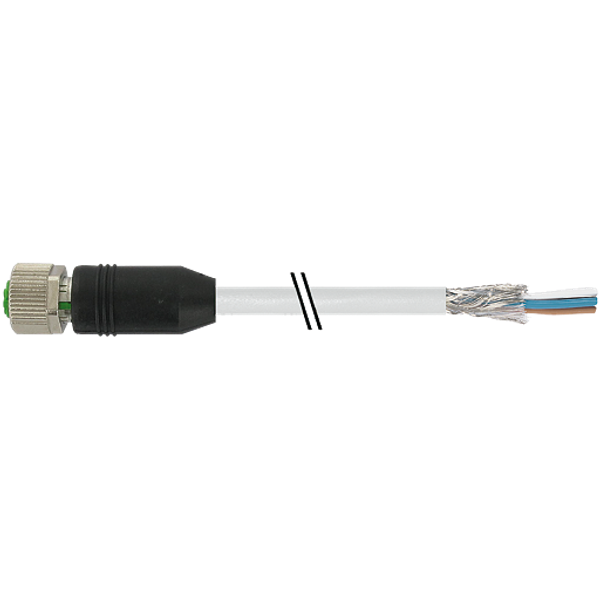 M12 female 0° A-cod. with cable shielded PVC 8x0.25 gy 5m image 1