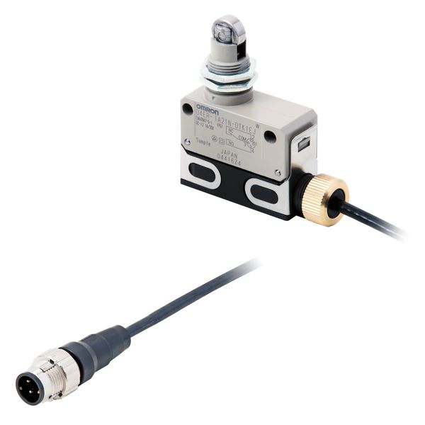 Limit switch, slim sealed, screw terminal, general purpose, roller plu D4ER0002H image 2