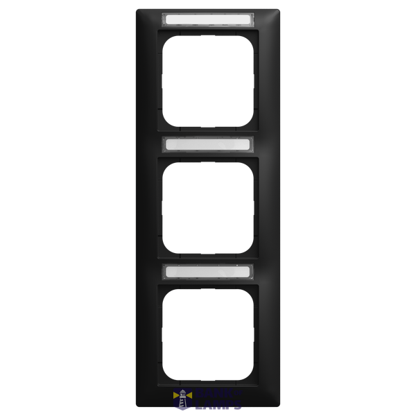 1723 NSK-915 Cover frame with labelling field, vertical with label space 3-gang black matt - Busch-balance SI image 1