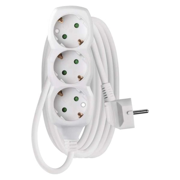 Extension Cord 3 m / 3 sockets / white / PVC / 1.5 mm2 image 1