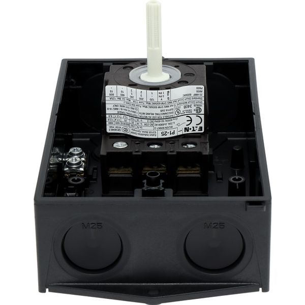P1-25/I2/SVB Main switch, P1, 25 A, surface mounting, 3 pole, Emergency switching off function, With red rotary handle and yellow locking ring, Lockable in the 0 ( image 7