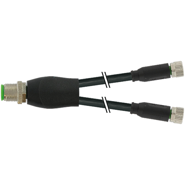 Y-Distributor M12 male/M8 female 0° A-cod. PUR 3x0.25 bk +drag ch. 2m image 1