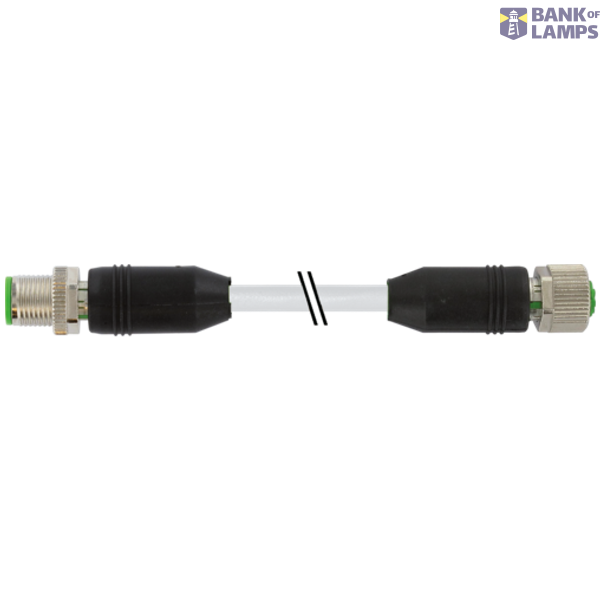 M12 male 0° / M12 female 0° A-cod. shielded PUR 12x0.14 bk 3m image 1
