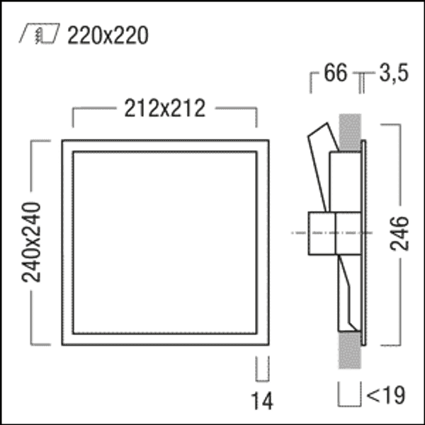 KAVA Q220 LED600-840 24V SRE SRE - LED recessed wall luminaire image 2
