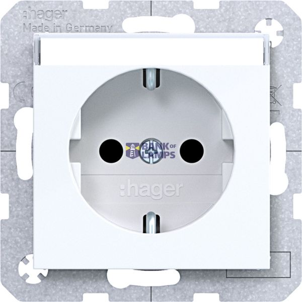 SCHUKO wall socket, text-type, Safety Plus, plug-in type, A.x/C.x white gloss image 1